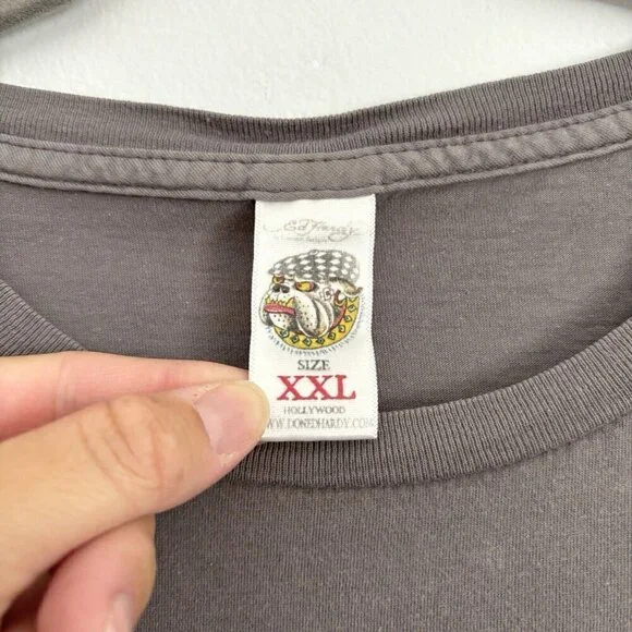 Ed Hardy by Christian Audigier Gray Skull Bones Short Sleeve T-Shirt Men’s XXL - Picture 2 of 9